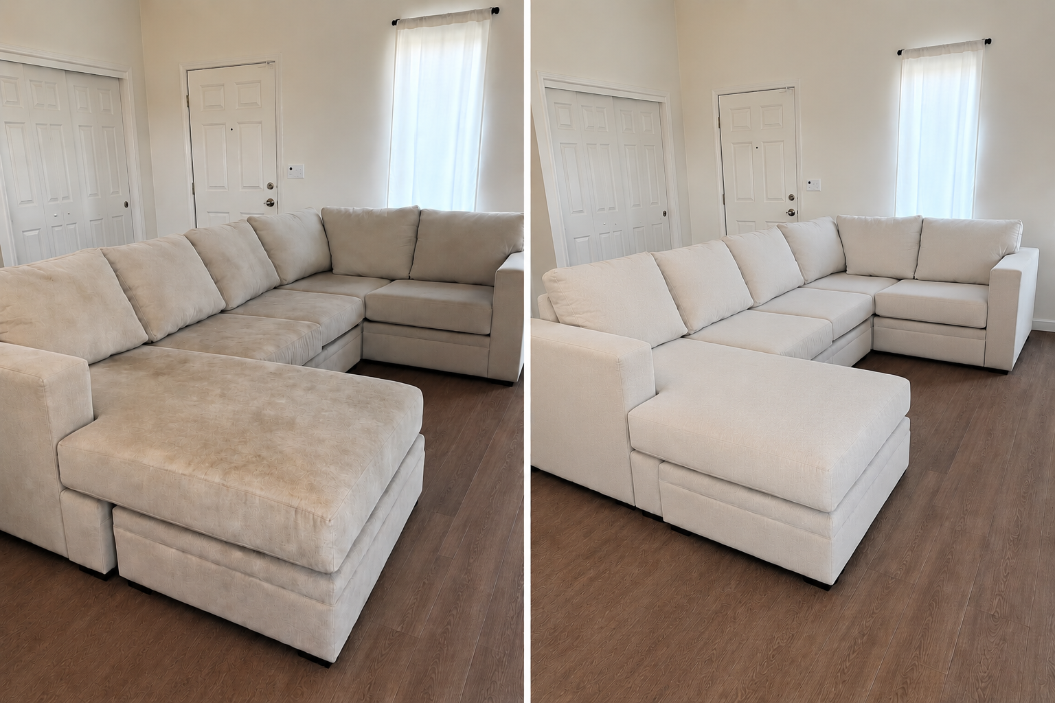 Before and after staircase carpet cleaning by SoftNest