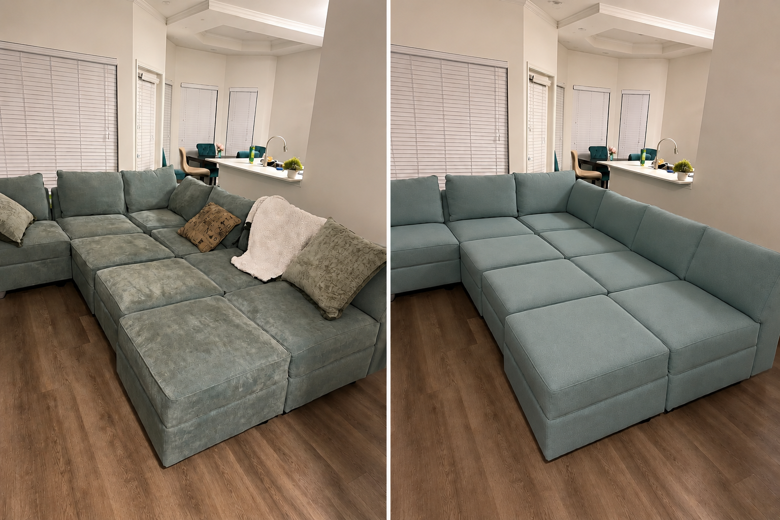 Before and after staircase carpet cleaning by SoftNest